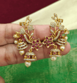 Flower leaf cuff jhumkha (Ruby)