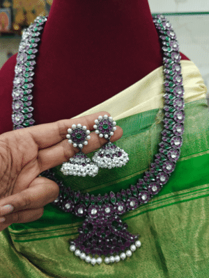 Nritya mango haaram with jhumkha (Black polish) -Pre order