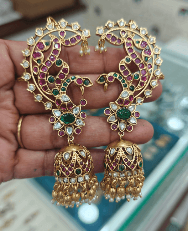 Peacock floral kundan grand earcuff