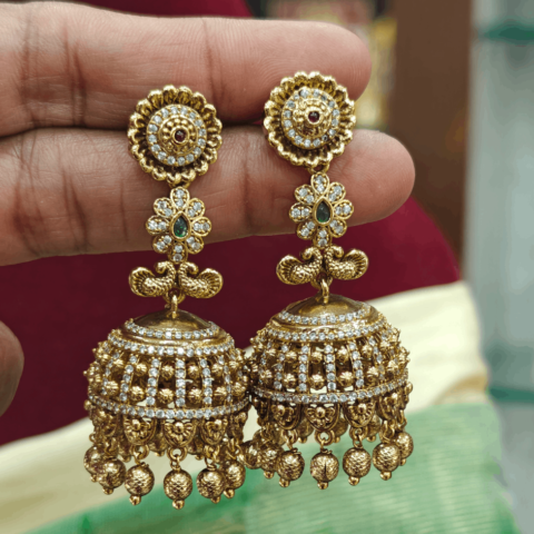 Peacock AD antique fusion jhumkha