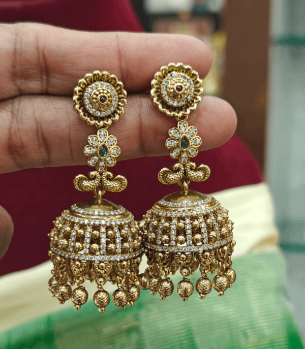 Peacock AD antique fusion jhumkha