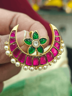 Flower moon jadau hair accessory