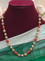 Amirthya coral pearl antique mala