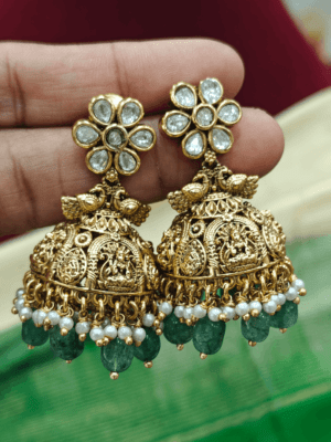 Flower kundan lakshmi antique jhumkha