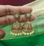 Emerald flower jhumkha