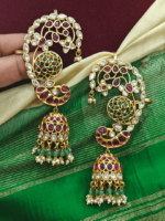 Peacock kundan jhumkha earcuff