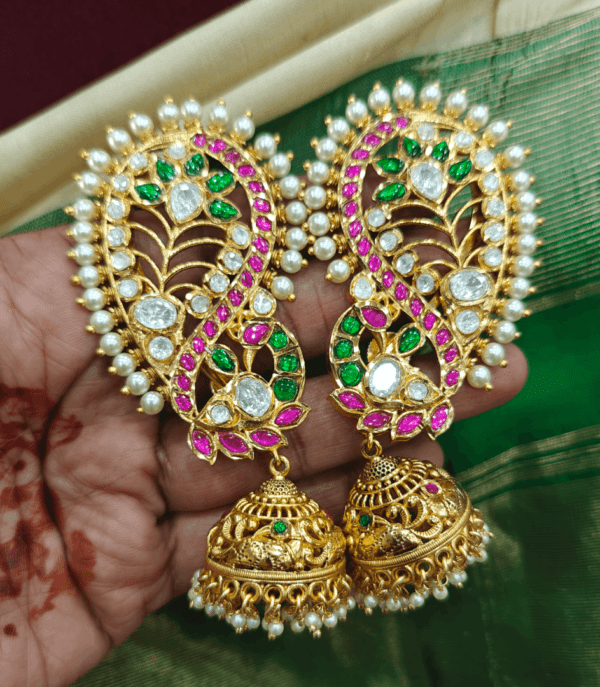 Peacock jadau earcuff