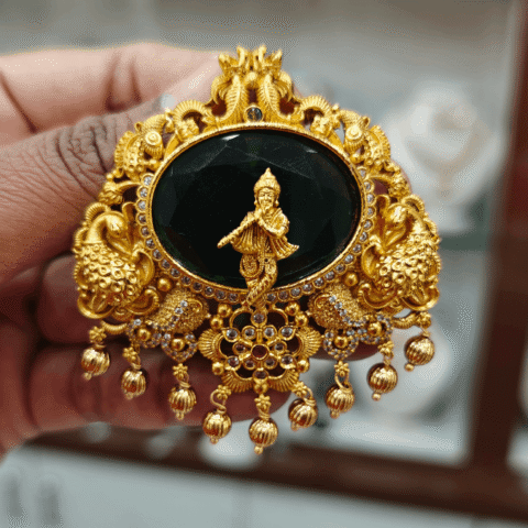 Flute krishna emerald pendant