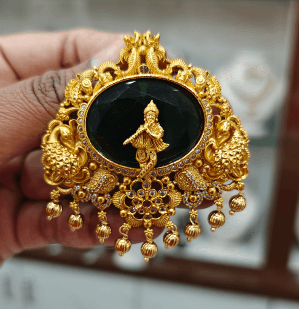 Flute krishna emerald pendant