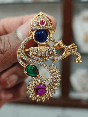 Flute krishna multicolor pendant