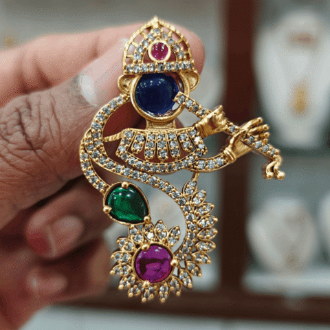 Flute krishna multicolor pendant