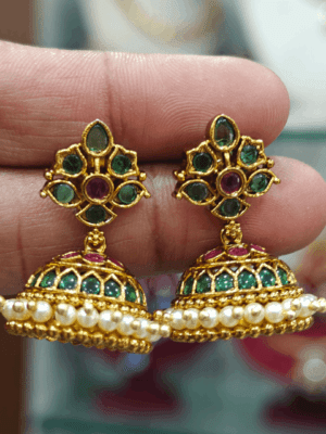 Mini bell jhumkha (Emerald)