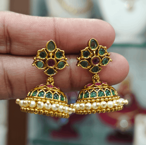 Mini bell jhumkha (Emerald)