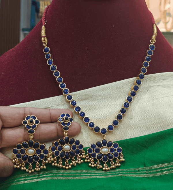 2 in 1 necklace (Blue green pearl)