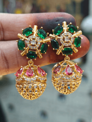 Chakra pineapple jhumkha (Ruby green)