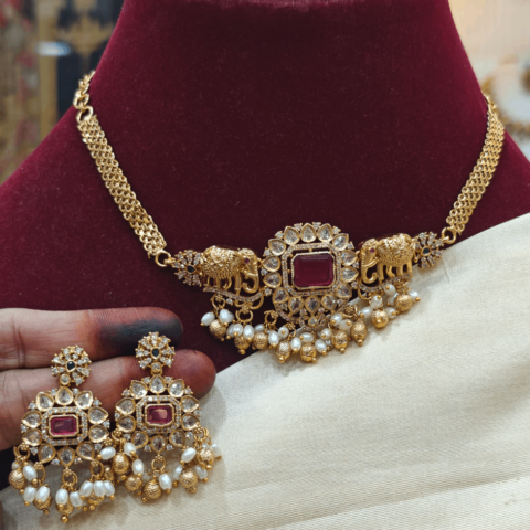Ruby elephant choker necklace
