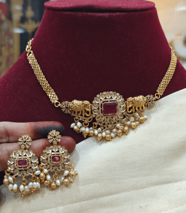 Ruby elephant choker necklace