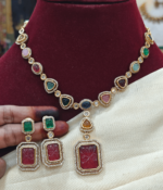 Carving ruby stone multicolor necklace