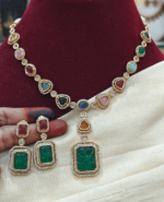 Carving emerald stone multicolor necklace