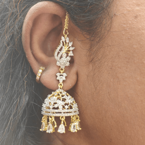 Floral earchain jhumkha