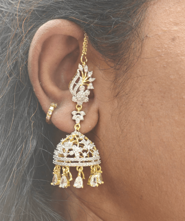 Floral earchain jhumkha