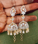 Floral earchain jhumkha