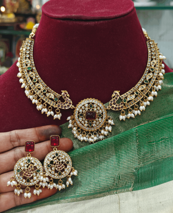 Double peacock kanti style kemp necklace