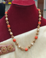 Antique ball coral mala set