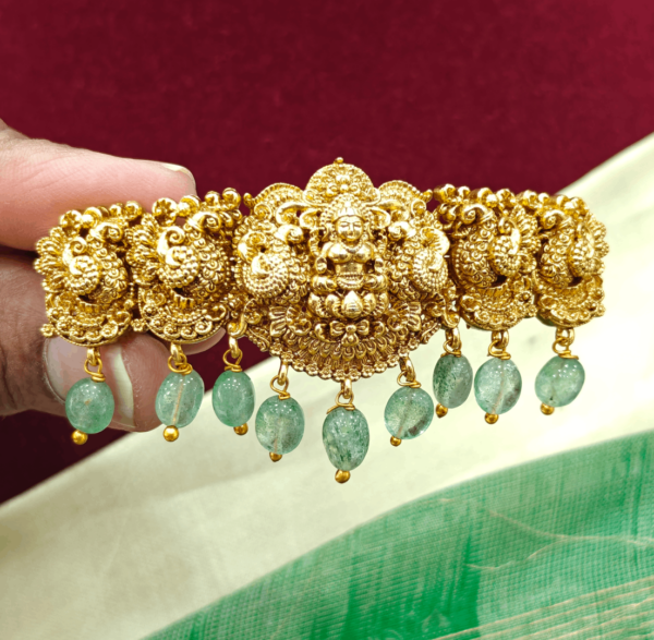 Lakshmi antique clip with mint beads