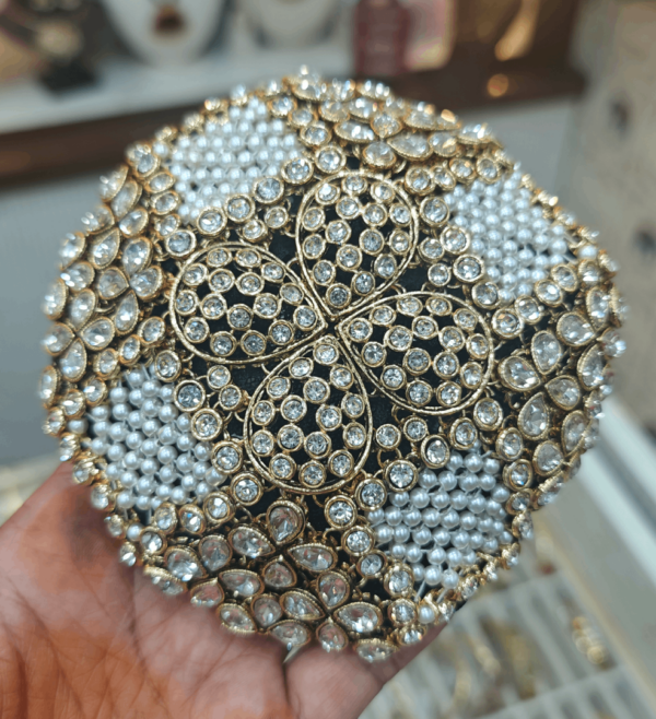 Premium kundan hair bun - Design 7