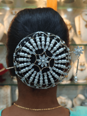 Premium hair bun cage silver rhodium – Design 2