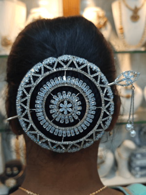 Premium hair bun cage silver rhodium - Design 1