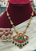 Lotus lakshmi enamel necklace