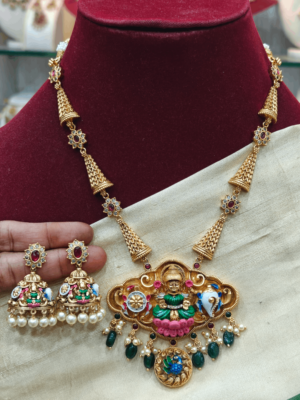 Lotus lakshmi enamel necklace