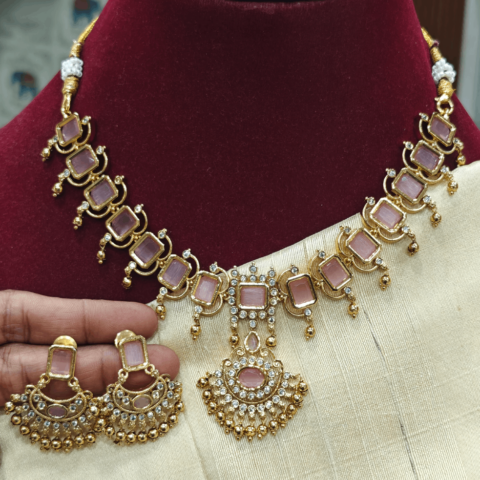 Solitaive stone necklace(pink)