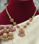 Lotus lakshmi enamel necklace set