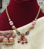 Gajalakshmi peacock enamel necklace set