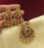 Ruby peacock pendant set