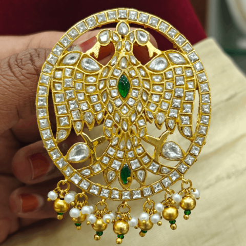 Jadau Gandaberunda pendant (White)