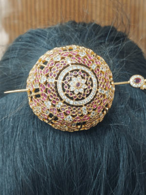 Nritya hair bun cage (Small) - Ruby white
