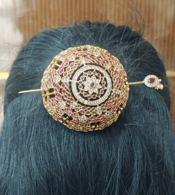 Nritya hair bun cage (Small) - Ruby white