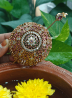 Nritya hair bun cage (Small) - Ruby white