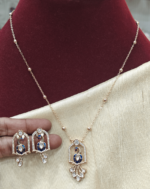 Peacock enamel pendent set with chain (blue)