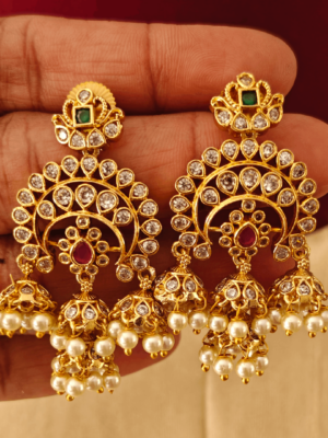 Tri flower jhumka (multi color)