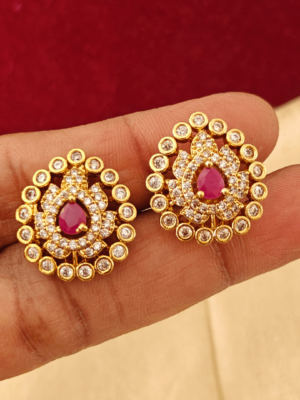 Tilak flower stud(ruby)