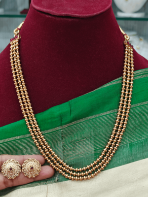 Four line thulasi beads antique mala design 1