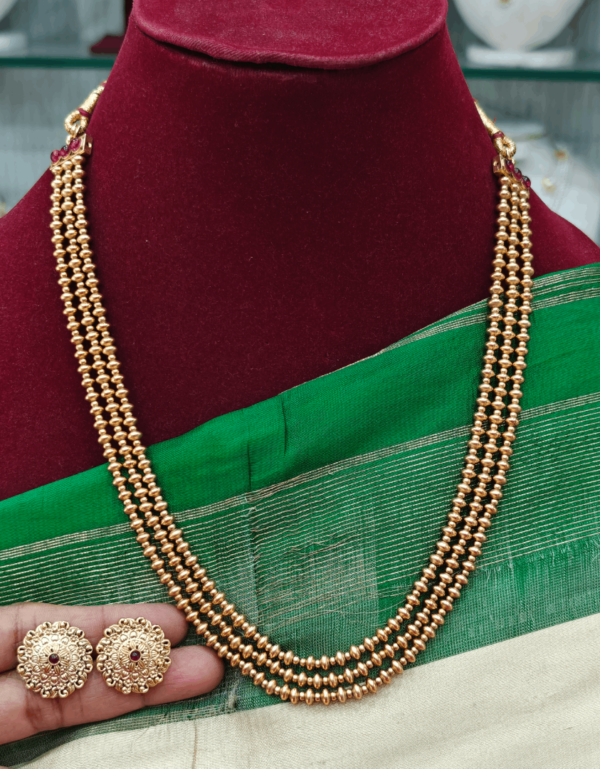 Four line thulasi beads antique mala design 1