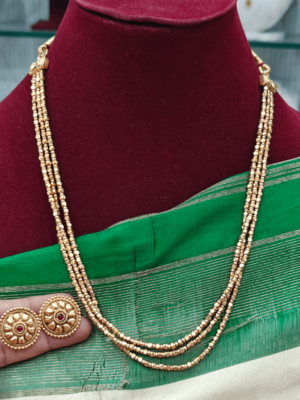 Three line thulasi beads antique mala design 2