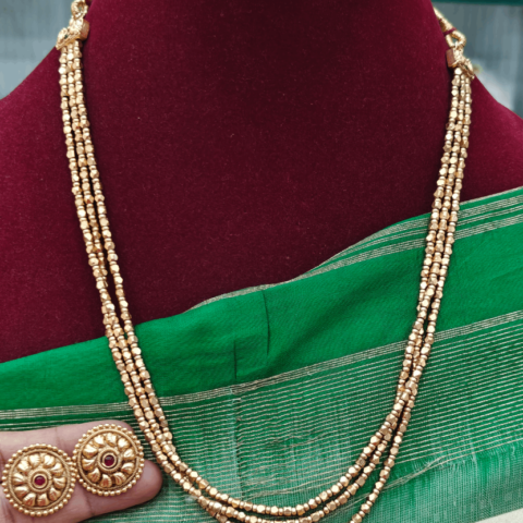 Three line thulasi beads antique mala design 2