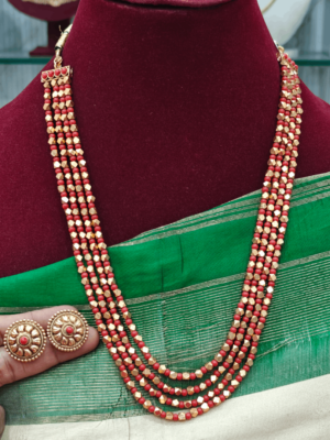 Four line coral beads antique long mala